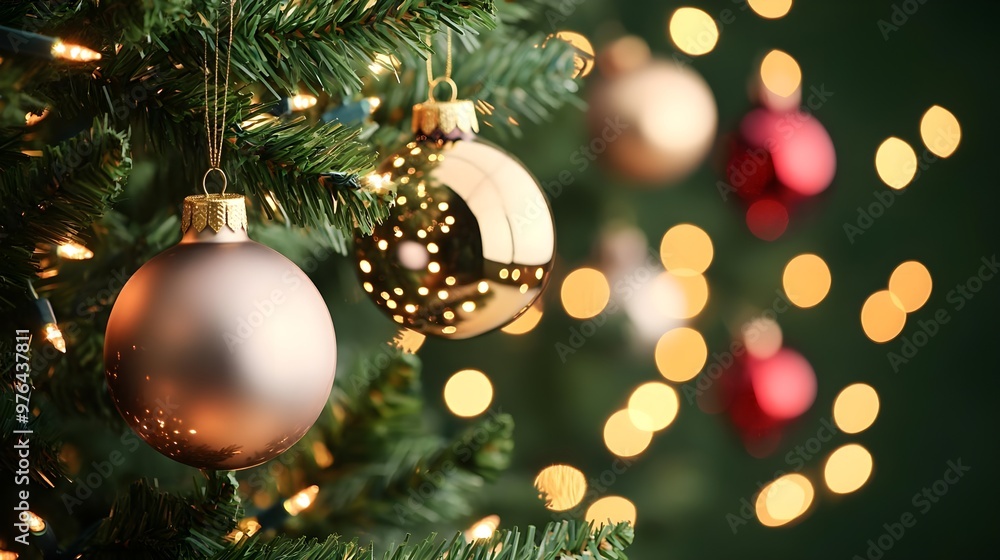 Christmas Tree Ornaments with Golden Lights Christmas Tree Ornaments with Golden Lights