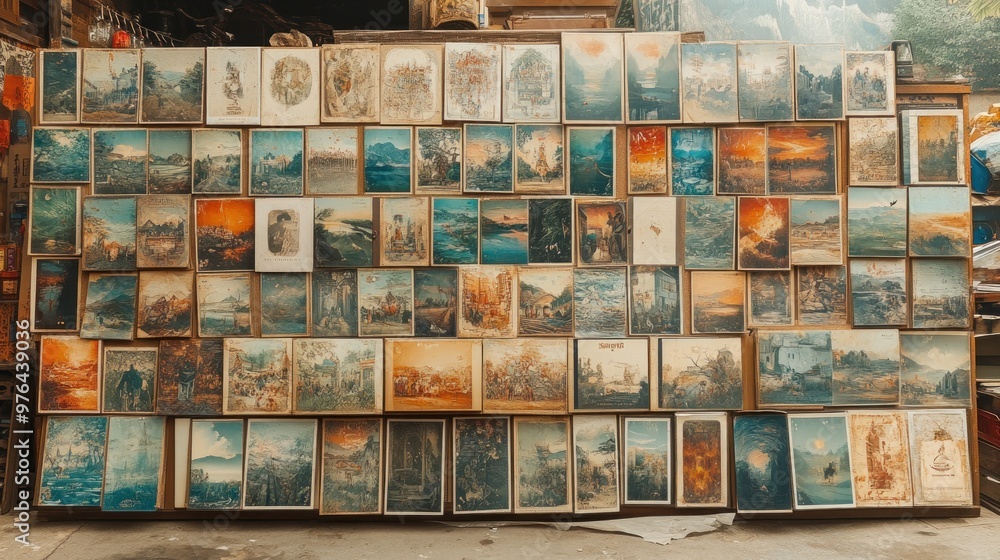 Wall of Paintings in a Market Wall of Paintings in a Market