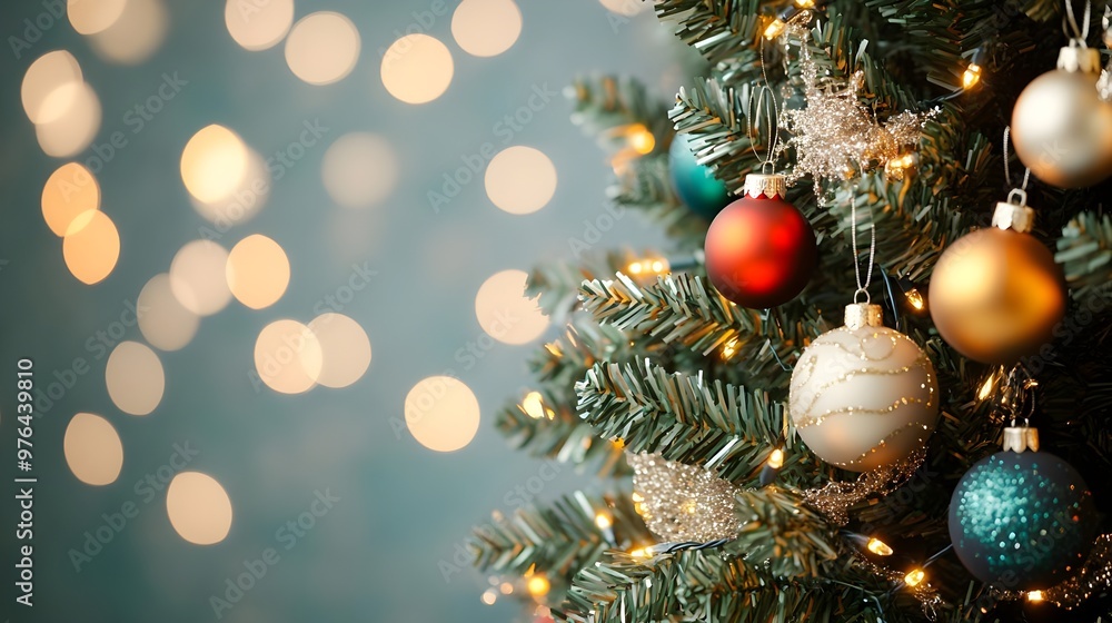 Festive Christmas Tree Ornaments and Lights Festive Christmas Tree Ornaments and Lights