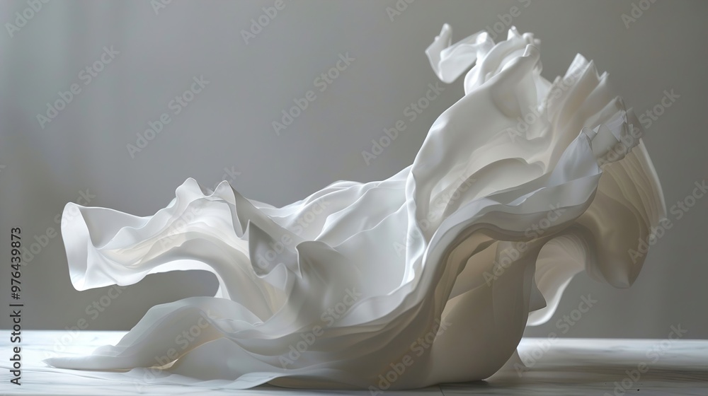 Abstract White Fabric Sculpture - Minimalist Art Abstract White Fabric Sculpture - Minimalist Art