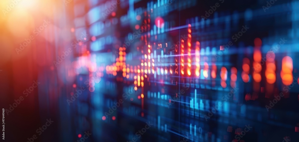 Fototapeta premium A vibrant digital abstract image showcasing colorful data visualizations, perfect for technology and finance themes.