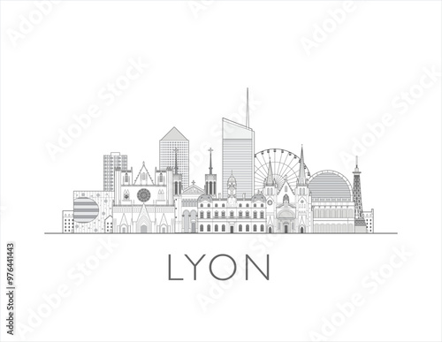 Lyon Skyline cityscape vector illustration