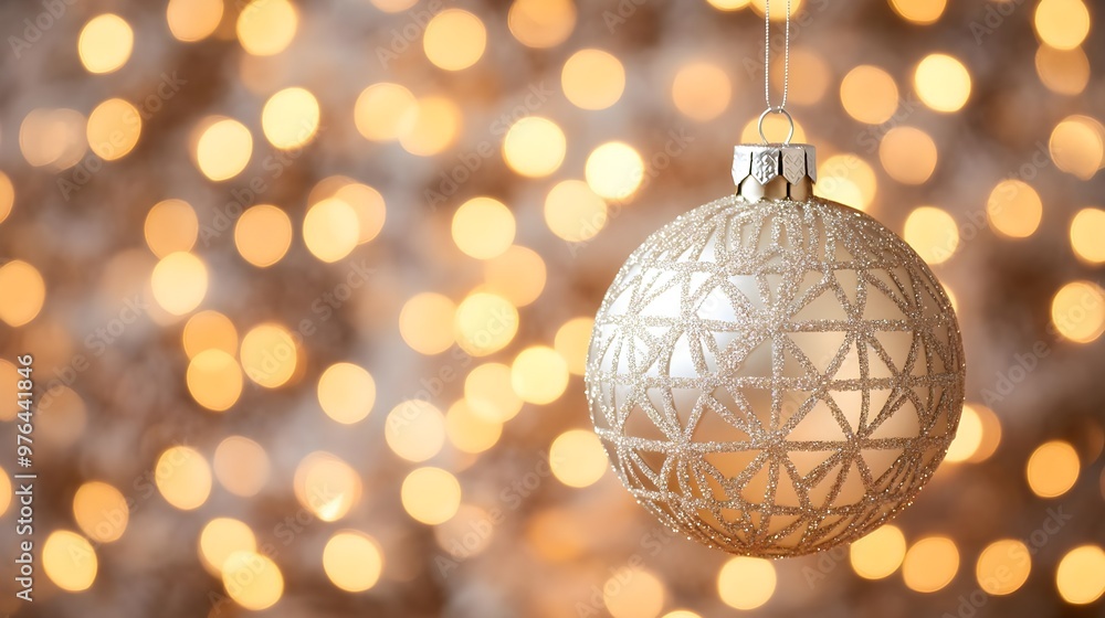 Gold Christmas Ornament Bokeh Lights Festive Decor Gold Christmas Ornament Bokeh Lights Festive Decor