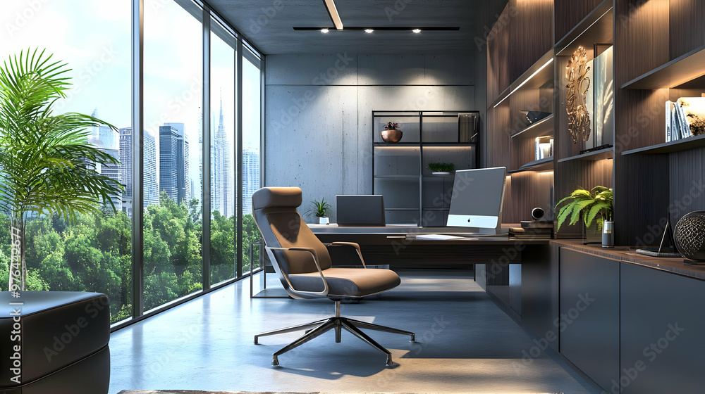 Fototapeta premium Modern Office Interior Design - 3D Illustration