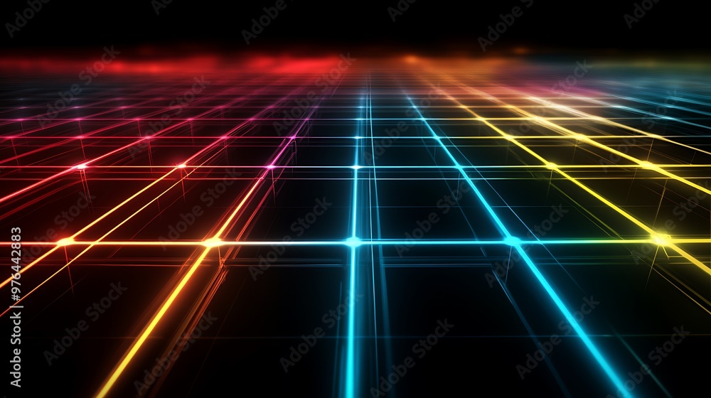 Abstract Grid with Vibrant Neon Lines Abstract Grid with Vibrant Neon Lines