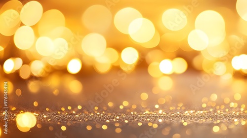 Golden Glitter Bokeh Lights Background