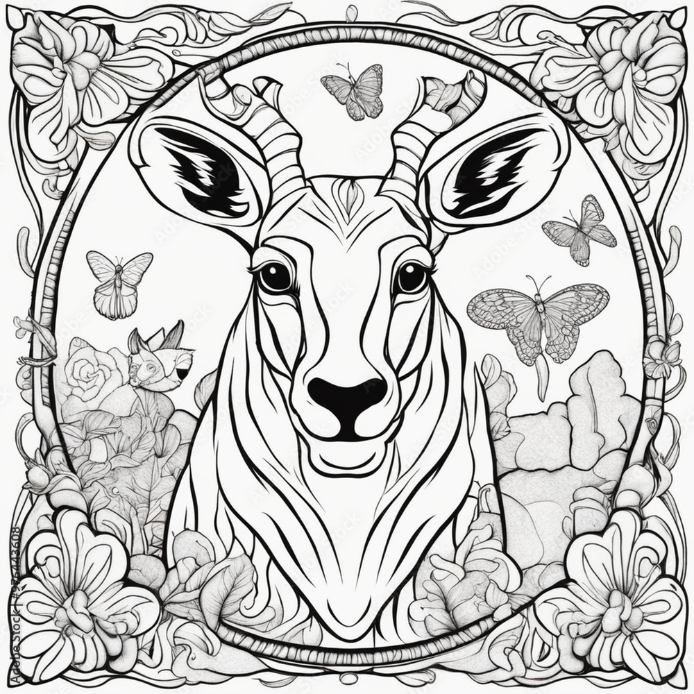 Fototapeta premium Free Vector Animals Coloring Book Page