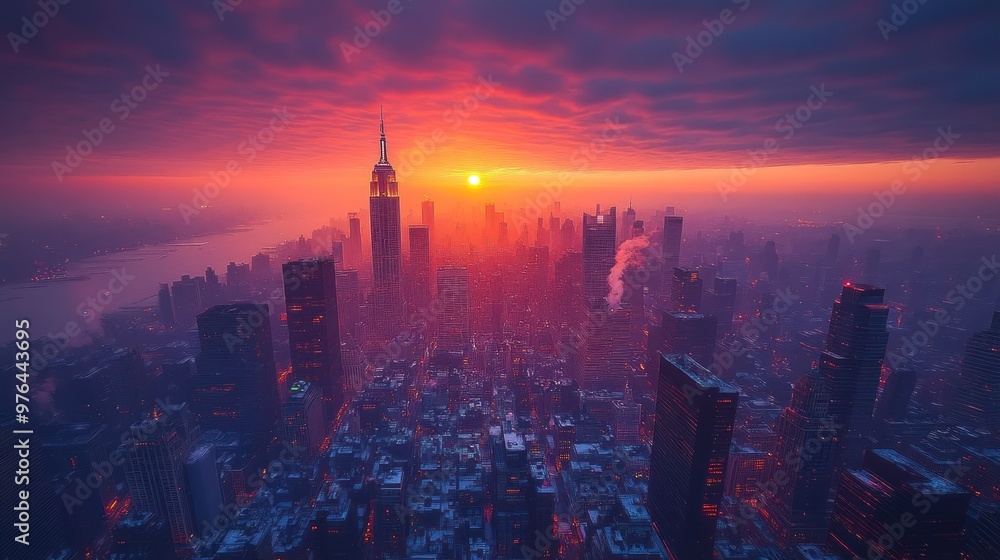 Fototapeta premium Sunrise Over New York City Skyline