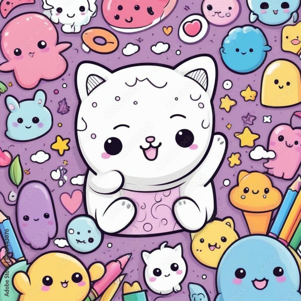 Naklejka premium seamless pattern with cats