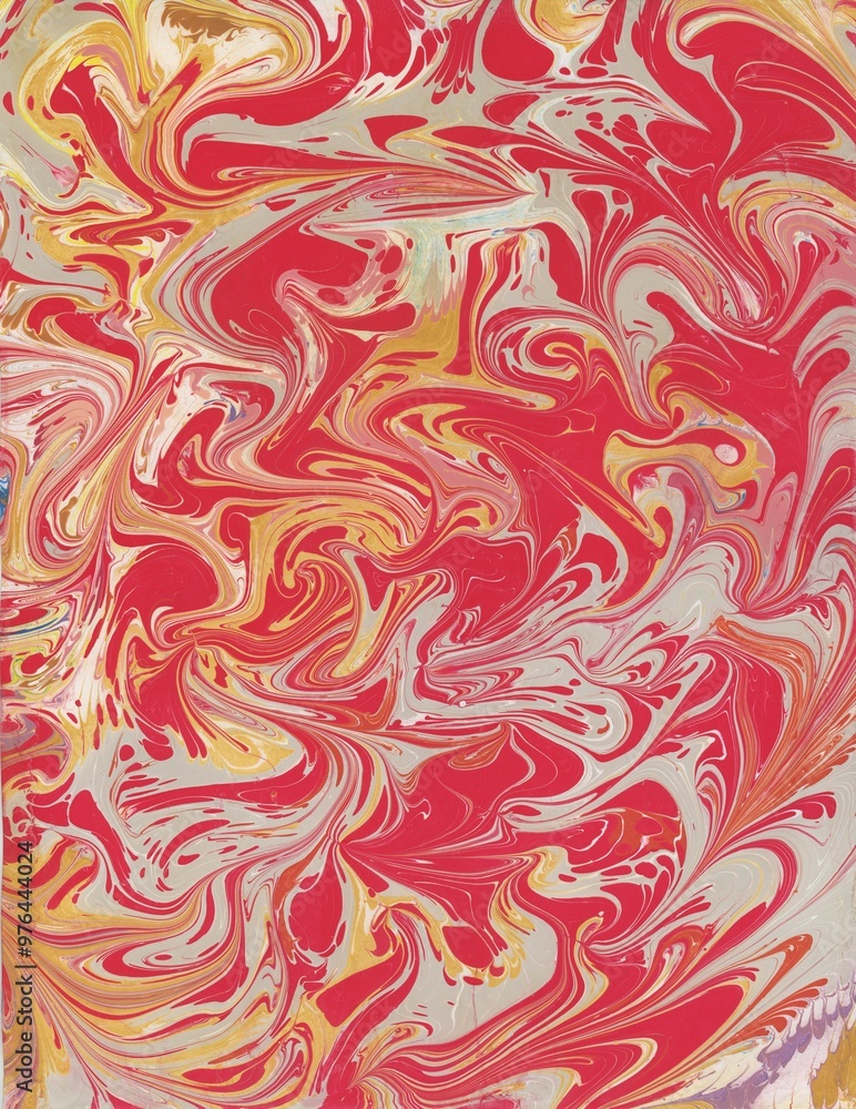 Hand Painted Abstract Marbled Artwork: Magma Hand Painted Abstract Marbled Artwork: Magma