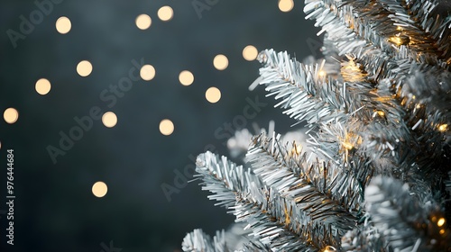 Silver Christmas Tree with Bokeh Lights