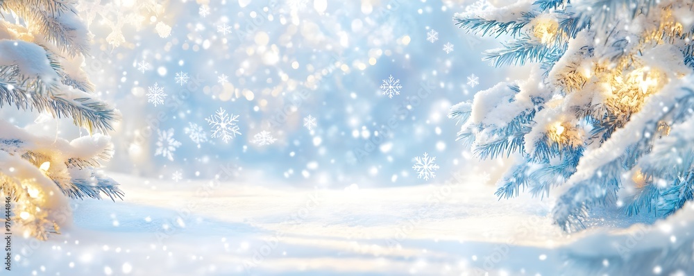 Snowy Winter Wonderland with Glowing Lights Snowy Winter Wonderland with Glowing Lights