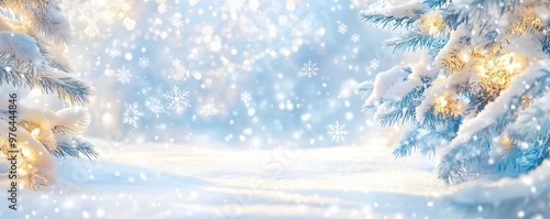 Snowy Winter Wonderland with Glowing Lights