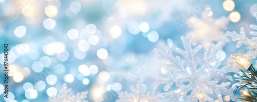 Sparkling Snowflake Christmas Lights Abstract Background