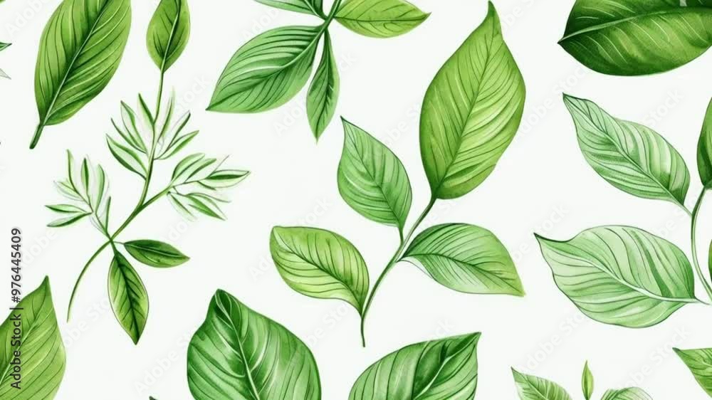 seamless pattern with green leaves