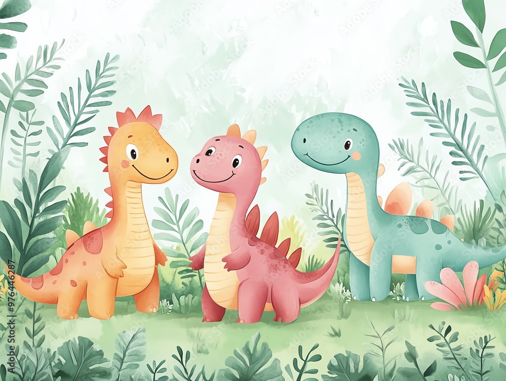 Cartoon animals in the jungle and forest with funny characters like a baby dragon, elephant, lion, giraffe, and dinosaur surrounded by nature, trees, flowers, and birds in a playful setting Cartoon animals in the jungle and forest with funny characters like a baby dragon, elephant, lion, giraffe, and dinosaur surrounded by nature, trees, flowers, and birds in a playful setting
