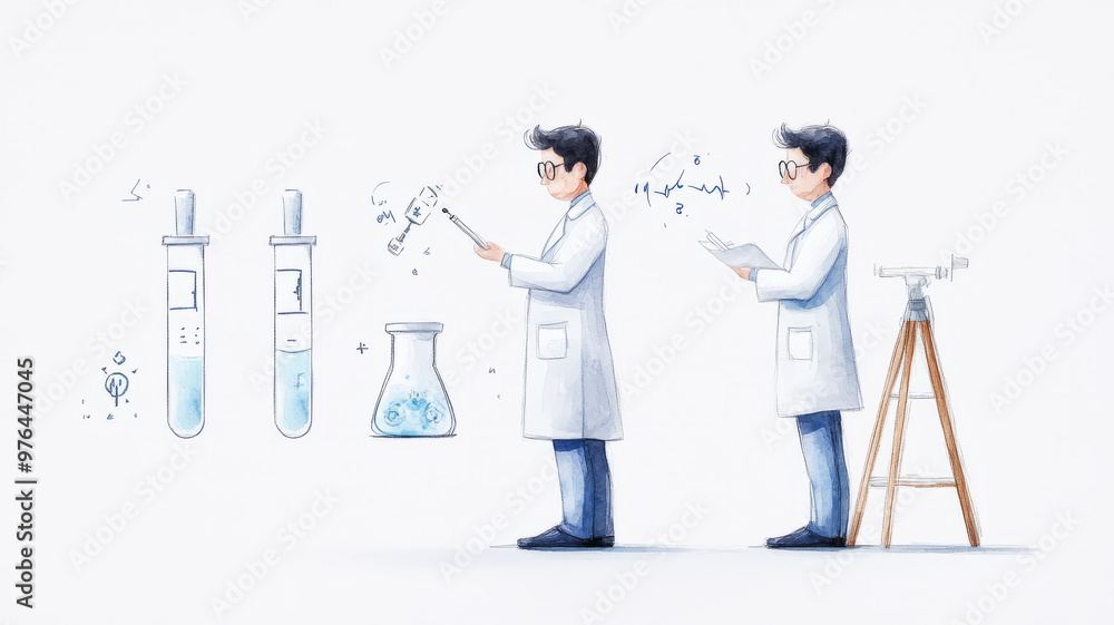 a set of doctor doing different activities, watercolour, sheet tournaround, white background a set of doctor doing different activities, watercolour, sheet tournaround, white background