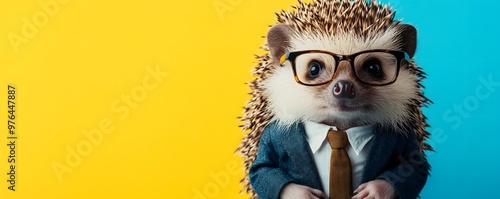 Hedgehog Businessman in Suit and Glasses