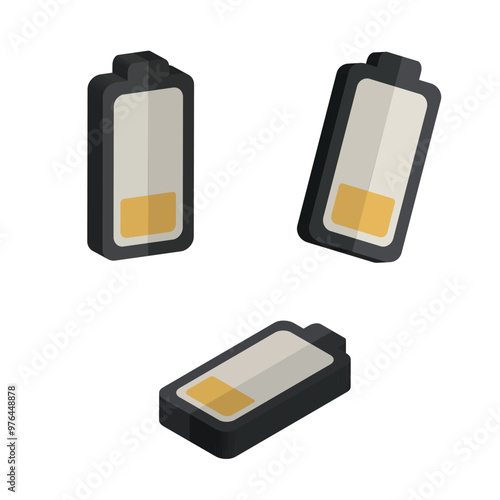 3d battery charge indicator energy status or power level of smartphone realistic vector concept