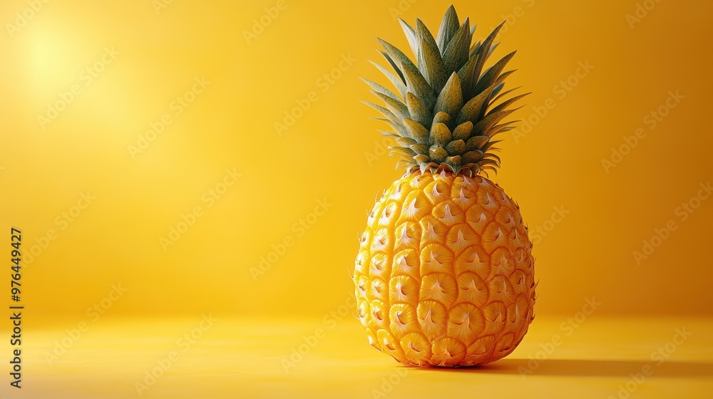 3D Rendering of Pineapple on Yellow Background with Copy Space, Vibrant Color Scheme and Minimalist Design, High-Resolution with Sharp Focus and Studio Lighting
3D Rendering of Pineapple on Yellow Background with Copy Space, Vibrant Color Scheme and Minimalist Design, High-Resolution with Sharp Focus and Studio Lighting
