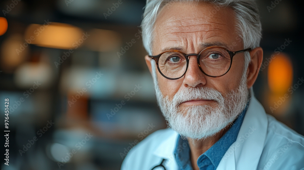 60 year old dad, sat in a doctors clinic being lectured to by a doctor in a lab coat 60 year old dad, sat in a doctors clinic being lectured to by a doctor in a lab coat