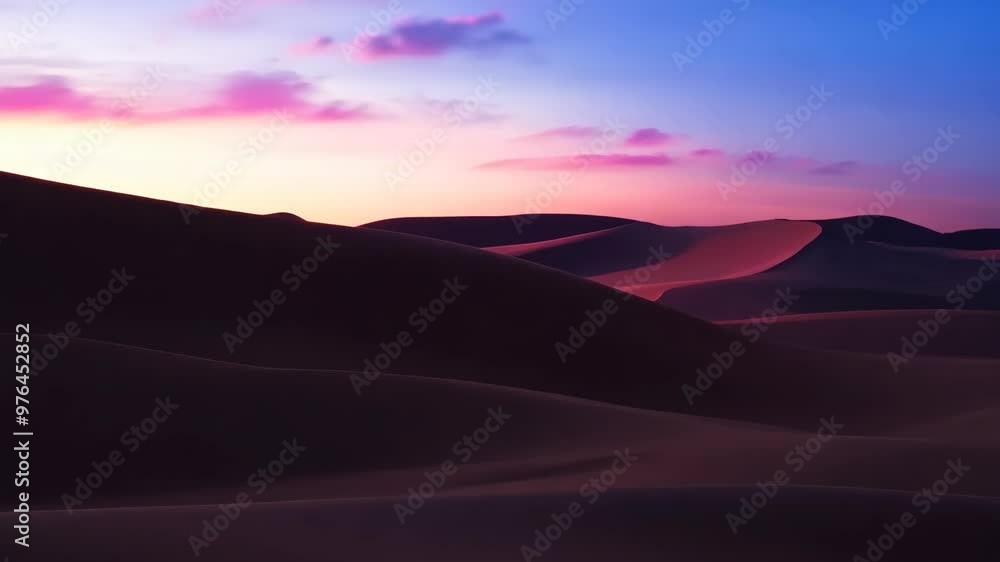 Vibrant sand dunes with colorful twilight sky
Vibrant sand dunes with colorful twilight sky