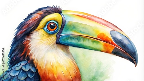 Watercolor painting of a bird with a long beak, perfect for nature lovers and art enthusiasts photo