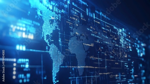 Business and economic growth on global business network, Data analysis of financial and banking, Stock, AI, Technology and data connection, Security, Blockchain and Networking, Business strategy.