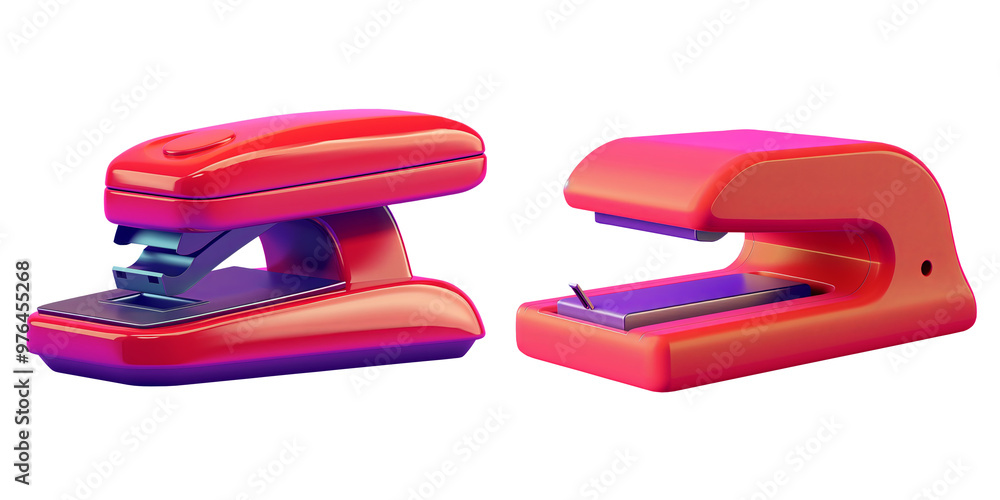 set of colorful stapler. Office Theme. 3D Cartoon Animation Style. set of colorful stapler. Office Theme. 3D Cartoon Animation Style.