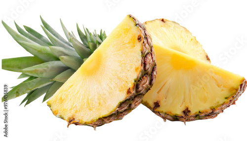 slice of pineapple on white or transparent background