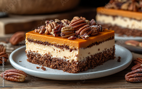 Rustic Delight: Pumpkin Cake with Creamy Pecan Filling