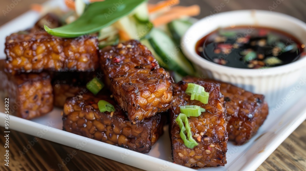 Tempeh with a Side of Dipping Sauce Tempeh with a Side of Dipping Sauce