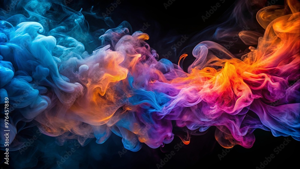 Obraz premium Abstract dark smoke with vibrant violets, blues, pinks, and oranges swirling together in a captivating display