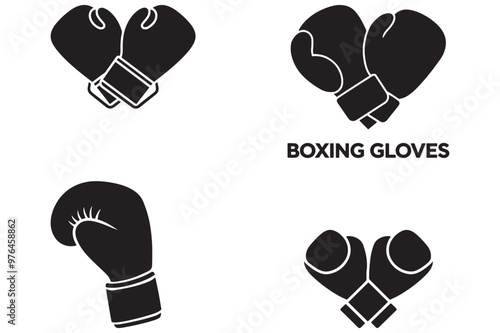 Boxing gloves vector black silhouette icon on a white background.