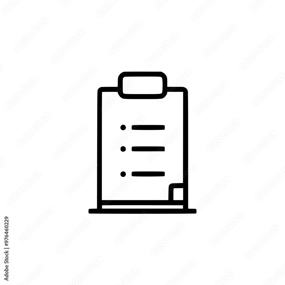 Black and white illustration of a clipboard with a checklist. Black and white illustration of a clipboard with a checklist.