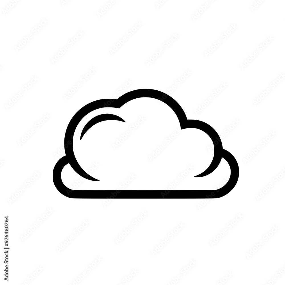 Simple black and white cloud icon illustration on a white background. Simple black and white cloud icon illustration on a white background.