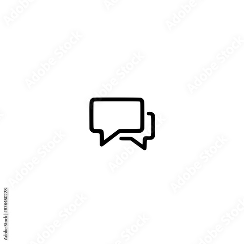 Minimalist black and white chat bubble icons representing communication.