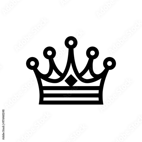 Black and white illustration of an elegant crown with minimalist design.