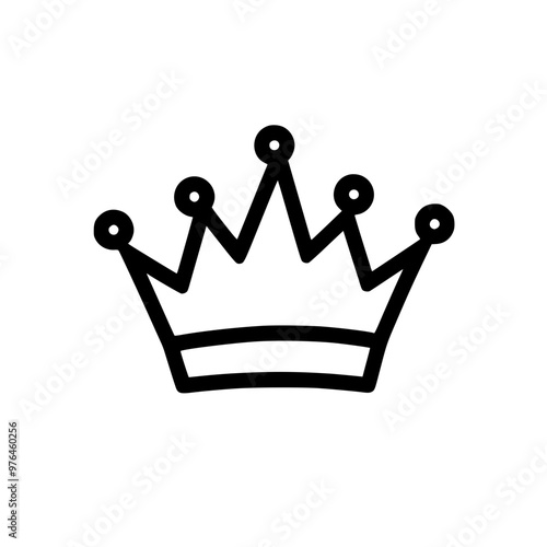 Black and white outline of a simple crown with five points.