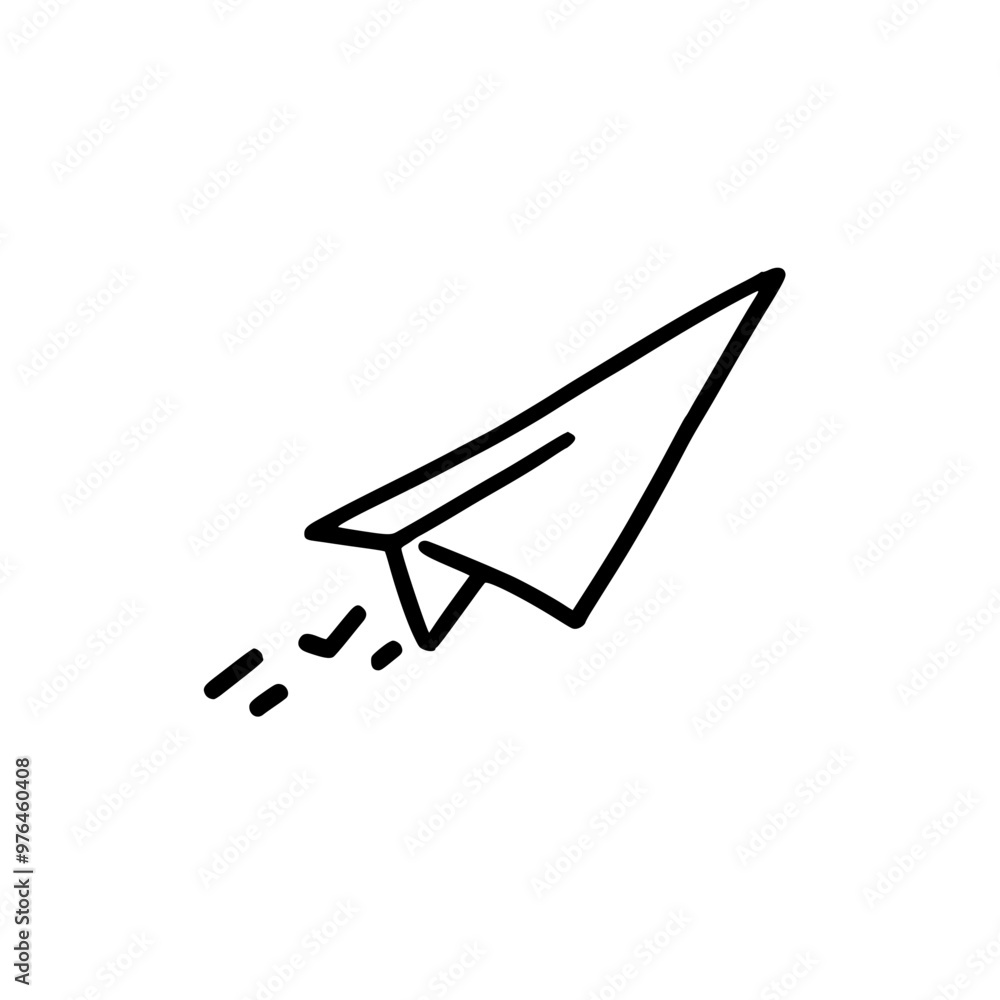 Simple black and white illustration of a paper airplane in flight, showcasing minimalistic design. Simple black and white illustration of a paper airplane in flight, showcasing minimalistic design.