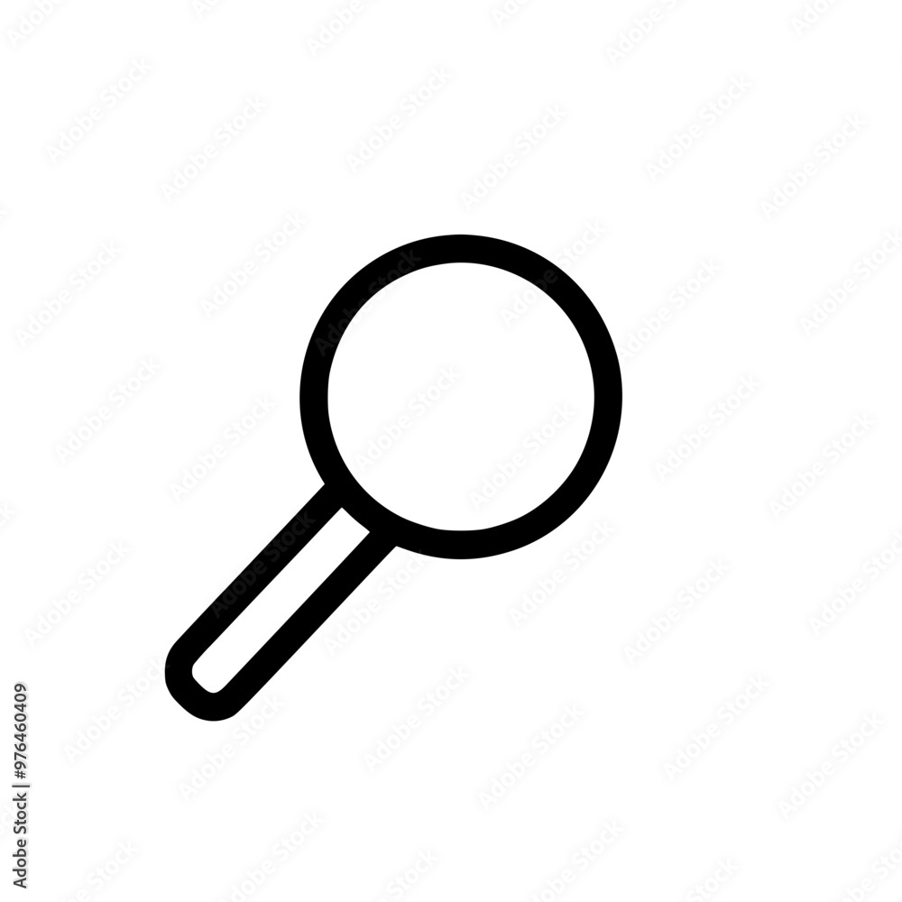 Black and white illustration of a magnifying glass on a plain background. Black and white illustration of a magnifying glass on a plain background.