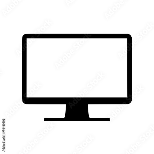 Black silhouette of a computer monitor with a blank screen on a white background.