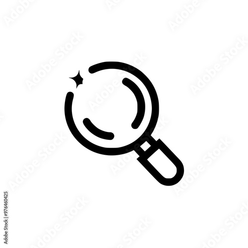 Black and white magnifying glass icon with a highlight indicating clarity or focus.