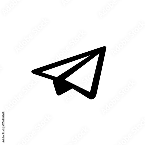 Minimalist black paper airplane icon on a plain white background.