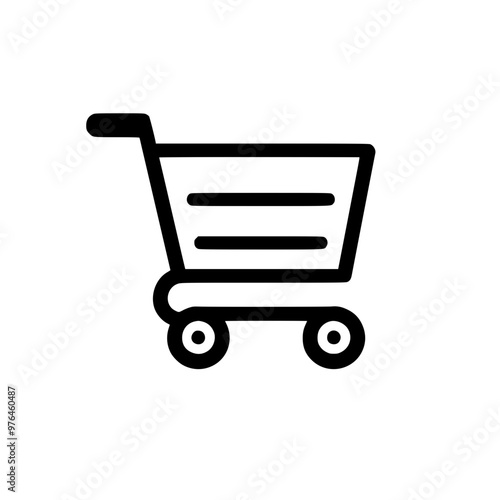 Black and white shopping cart icon on a plain white background.