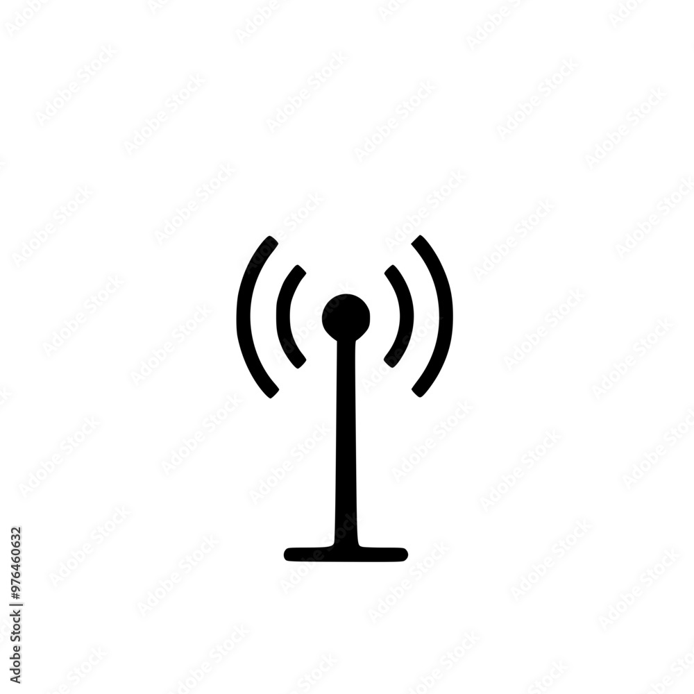 Black and white WiFi signal icon on a white background. Black and white WiFi signal icon on a white background.