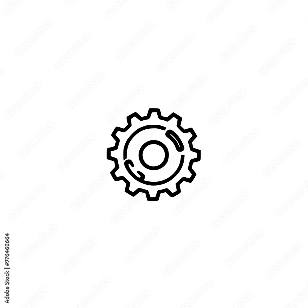 Minimalistic black and white gear icon on a white background. Minimalistic black and white gear icon on a white background.
