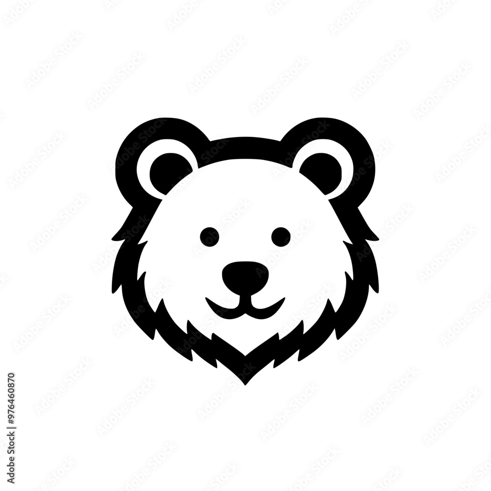 Cute black and white bear face vector illustration with simple design elements. Cute black and white bear face vector illustration with simple design elements.