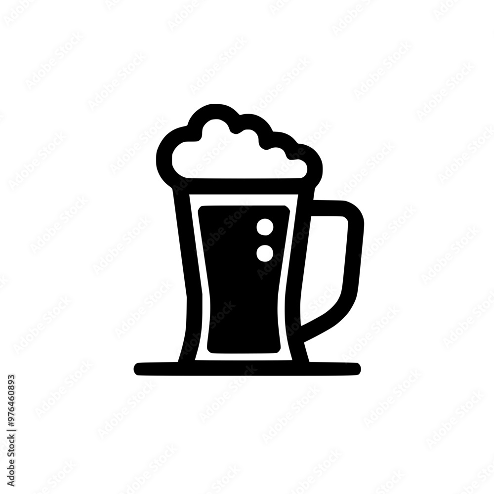 Illustration of a frothy beer mug with bubbles on a plain white background. Illustration of a frothy beer mug with bubbles on a plain white background.