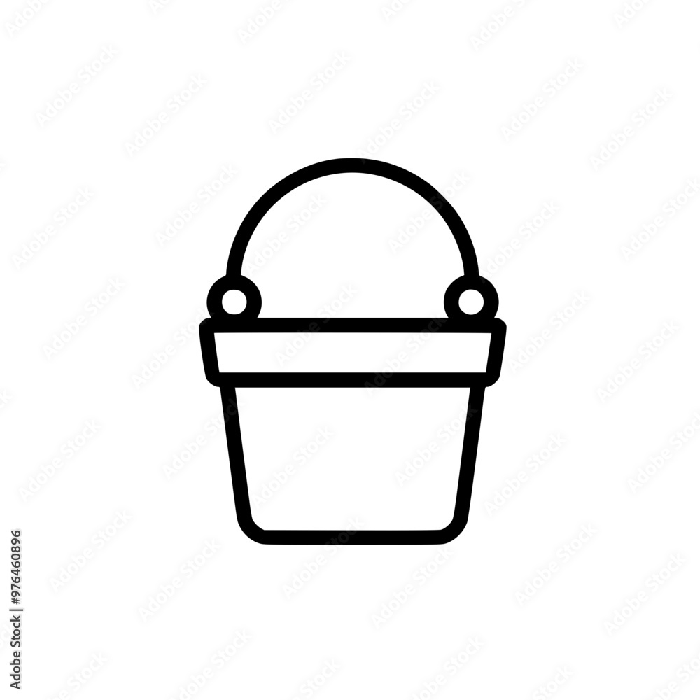 Simple black and white illustration of a bucket with a handle. Simple black and white illustration of a bucket with a handle.